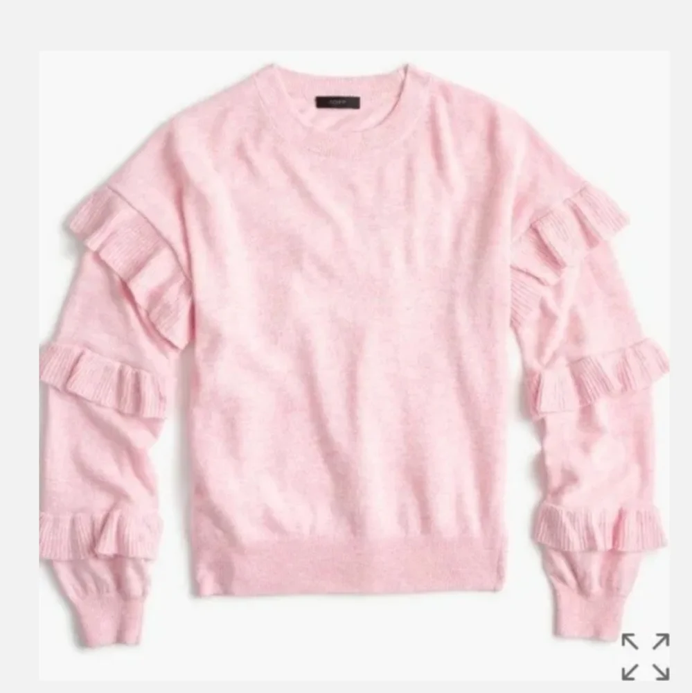 J.Crew Pink Ruffle Sleeve Crew Neck Sweater Wool Blend sz M